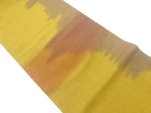 手織り紬横段に抽象模様暈し袋帯